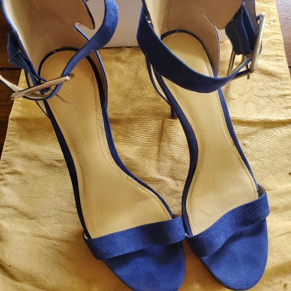 CALVIN KLEIN VIVIAN SUEDE BLUE STILETTO SANDALS ANKLE STRAP SIZE 8M IN IT'S BOX - Picture 4 of 8